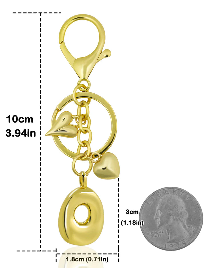 Women's Personalized Gold Bubble Letter Keychain Bag Charm Gift-The Yellow Prime
