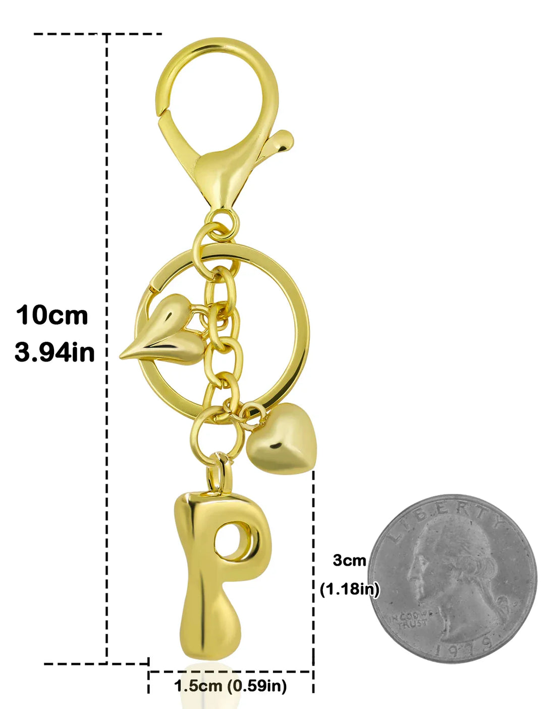 Women's Personalized Gold Bubble Letter Keychain Bag Charm Gift-The Yellow Prime