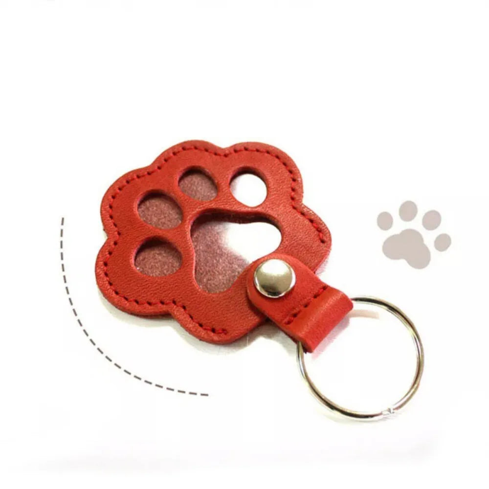 Women's Pet Hair Keychain Paw Pendant PU Leather Holder-The Yellow Prime