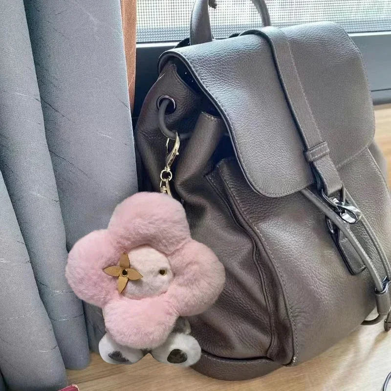 Women's Pink Sunflower Plush Keychain Bag Charm Mini Cozy Gift-The Yellow Prime
