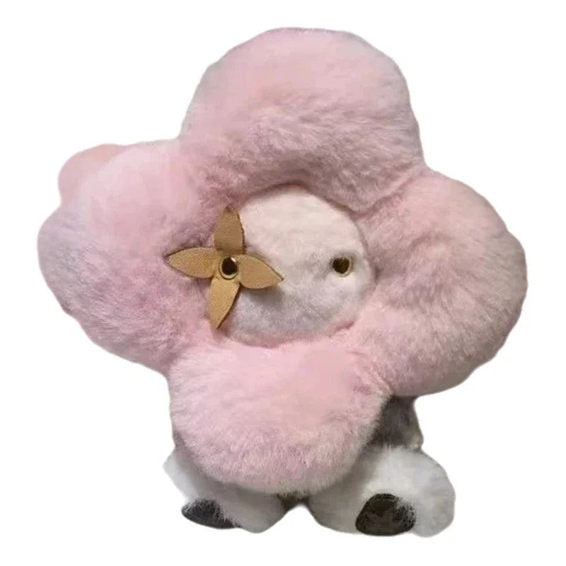Women's Pink Sunflower Plush Keychain Bag Charm Mini Cozy Gift-The Yellow Prime