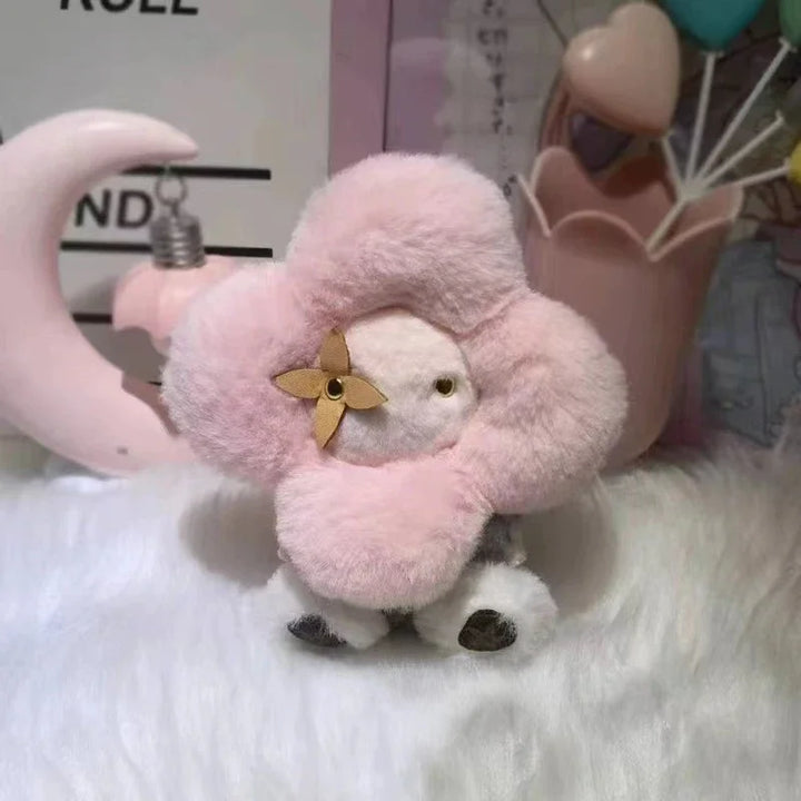 Women's Pink Sunflower Plush Keychain Bag Charm Mini Cozy Gift-The Yellow Prime