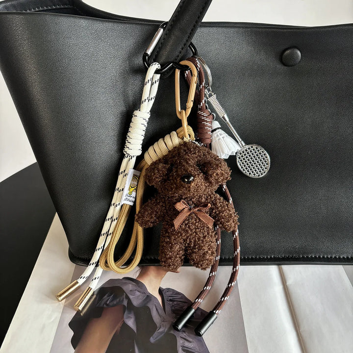 Women's Plush Baseball Dog Key Chain Bag Charm Cute Accessory-The Yellow Prime