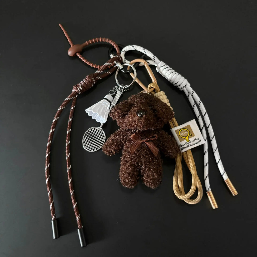 Women's Plush Baseball Dog Key Chain Bag Charm Cute Accessory-The Yellow Prime