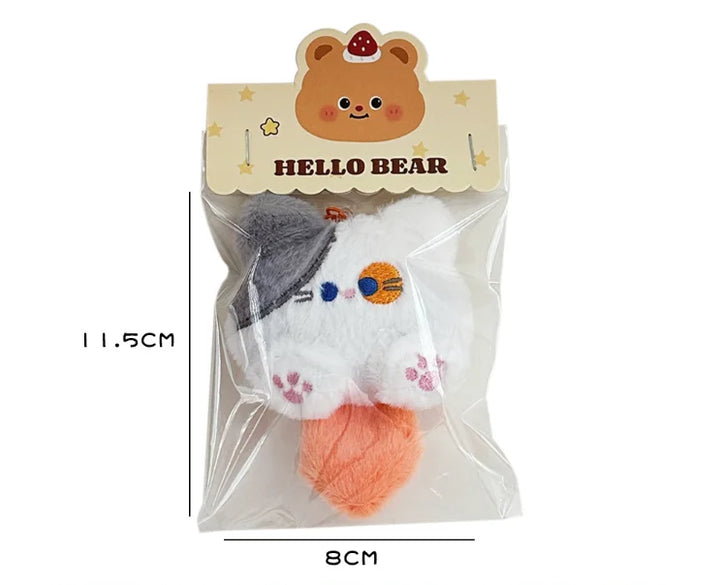 Women's Plush Cat Keychain Cute Rabbit Fur Bag Charm Decor-The Yellow Prime