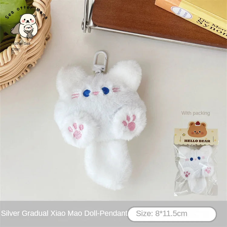 Women's Plush Cat Keychain Cute Rabbit Fur Bag Charm Decor-The Yellow Prime