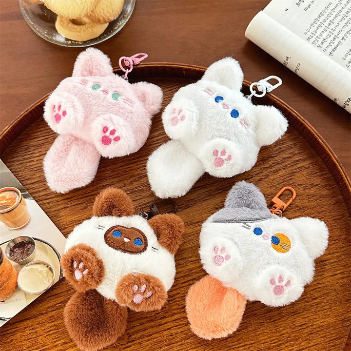 Women's Plush Cat Keychain Cute Rabbit Fur Bag Charm Decor-The Yellow Prime