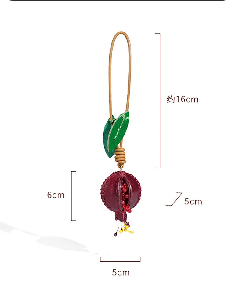 Women's Pomegranate Leather Charm Keychain for Bags and Cars-The Yellow Prime