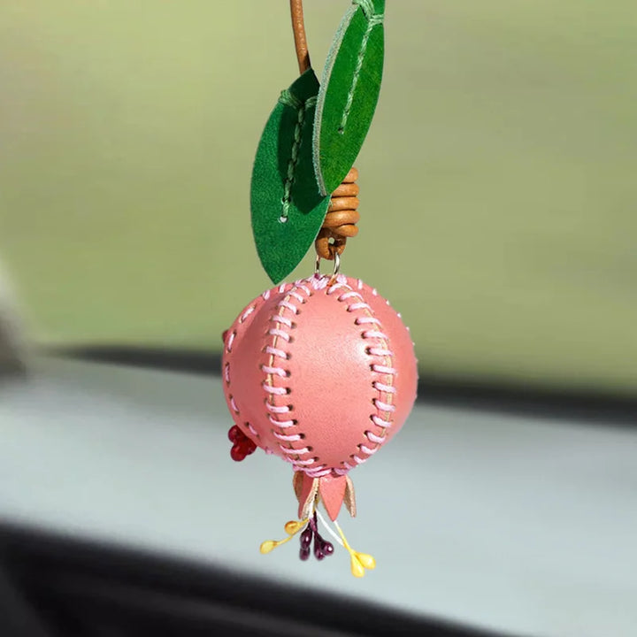 Women's Pomegranate Leather Charm Keychain for Bags and Cars-The Yellow Prime
