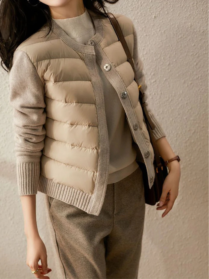 Women's Quilted Rib Mix Jacket-The Yellow Prime