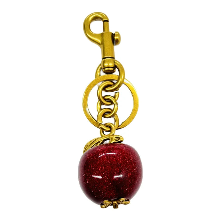 Women's Red Cherry Keychain Bag Charm with Gold Leaf Clasp-The Yellow Prime