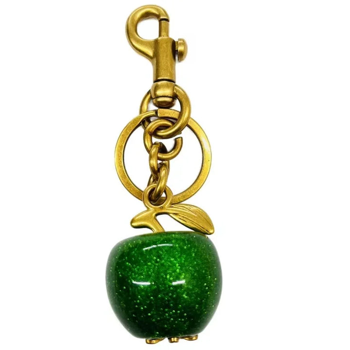 Women's Red Cherry Keychain Bag Charm with Gold Leaf Clasp-The Yellow Prime