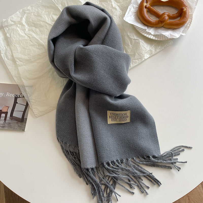 Women's Reversible Fringed Cashmere Winter Scarf-The Yellow Prime