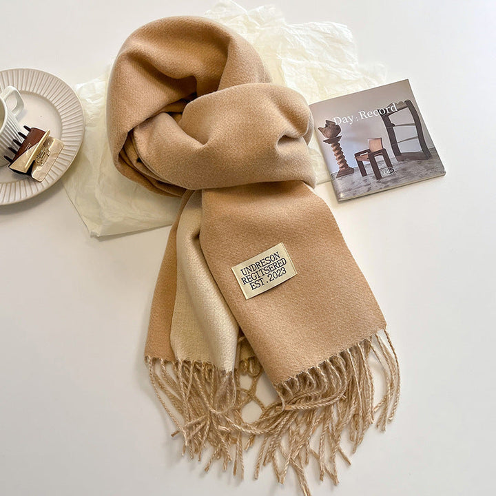 Women's Reversible Fringed Cashmere Winter Scarf-The Yellow Prime