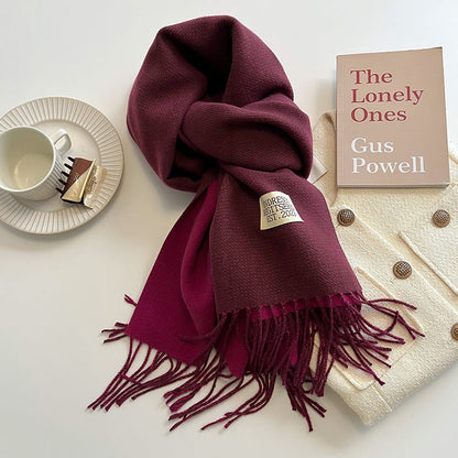 Women's Reversible Fringed Cashmere Winter Scarf-The Yellow Prime