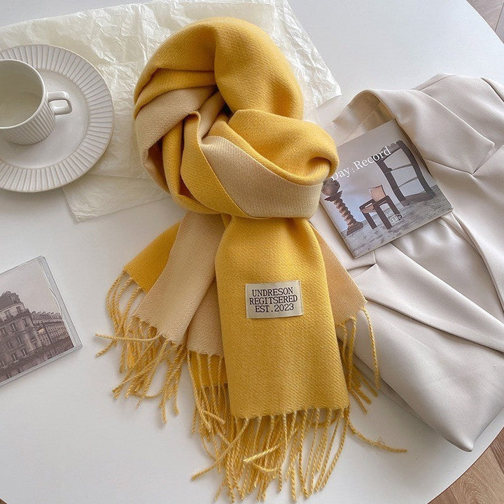 Women's Reversible Fringed Cashmere Winter Scarf-The Yellow Prime