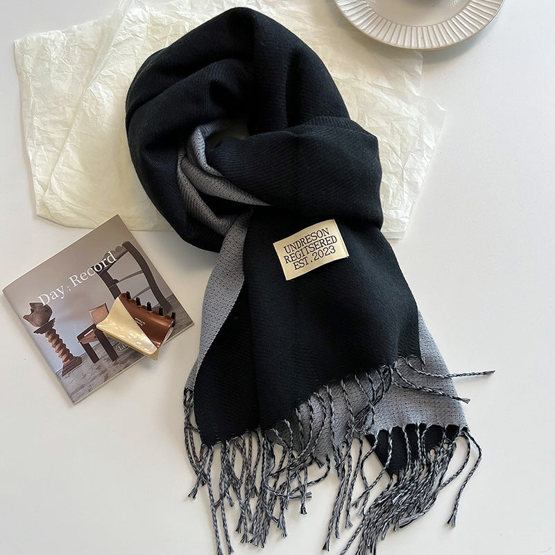 Women's Reversible Fringed Cashmere Winter Scarf-The Yellow Prime