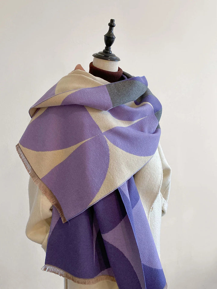 Women's Reversible Geometric Cashmere Oversized Scarf-The Yellow Prime
