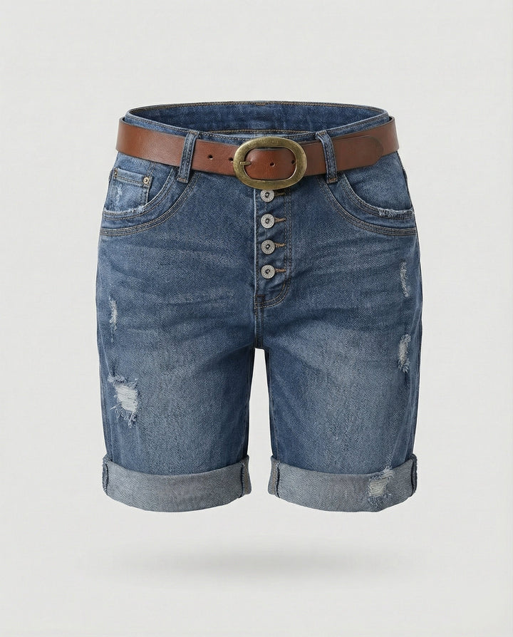 Women's Ripped Denim Shorts for Casual Summer Style-The Yellow Prime