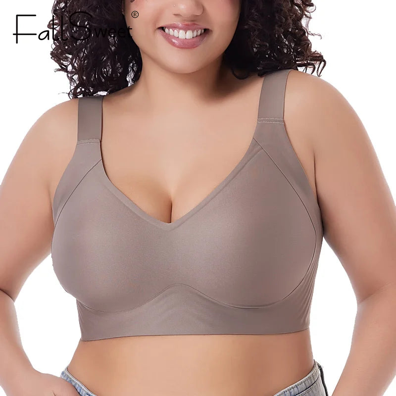 Women's Seamless Plus Size Push-Up Bra Thin Cup Wireless Bralette-The Yellow Prime