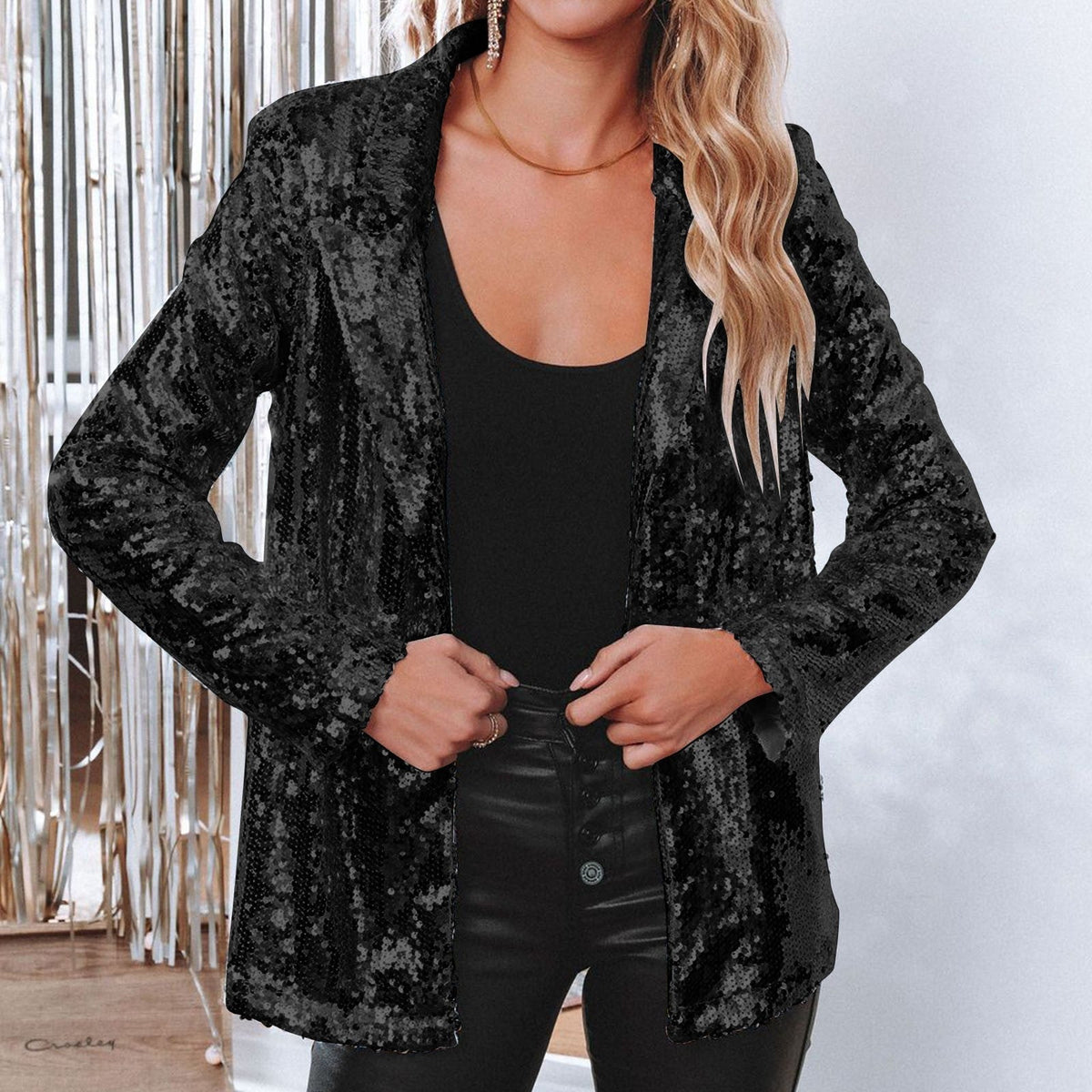 Women's Sequin Blazer for Stylish Evening Outfits-The Yellow Prime