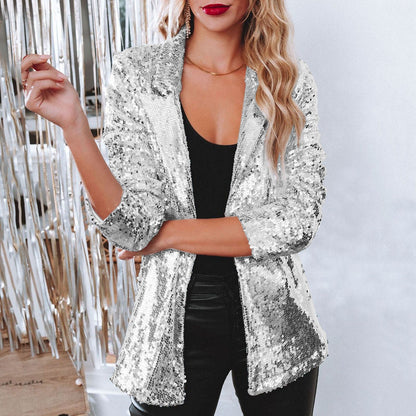 Women's Sequin Blazer for Stylish Evening Outfits-The Yellow Prime