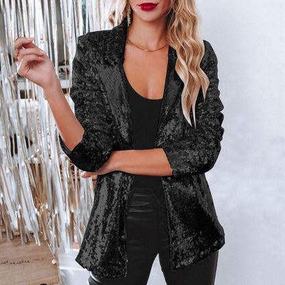 Women's Sequin Blazer for Stylish Evening Outfits-The Yellow Prime