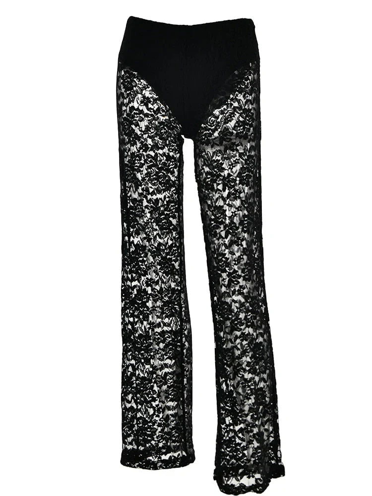 Women's Sheer Lace Wide-Leg Pants – Elegant Relaxed Summer Style-The Yellow Prime