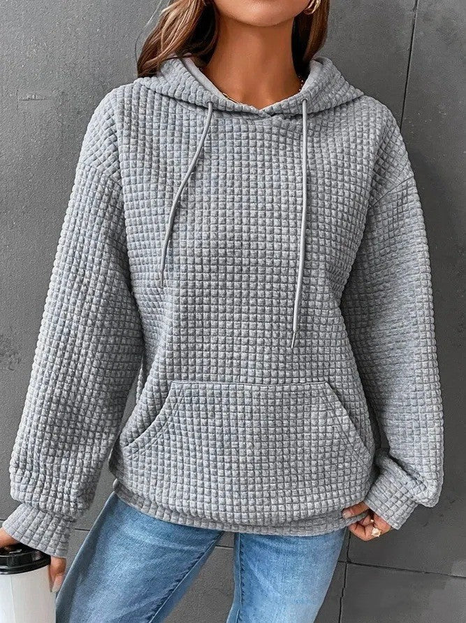Women's Soft Cozy Waffle Knit Hoodie Sweater for Layering-The Yellow Prime