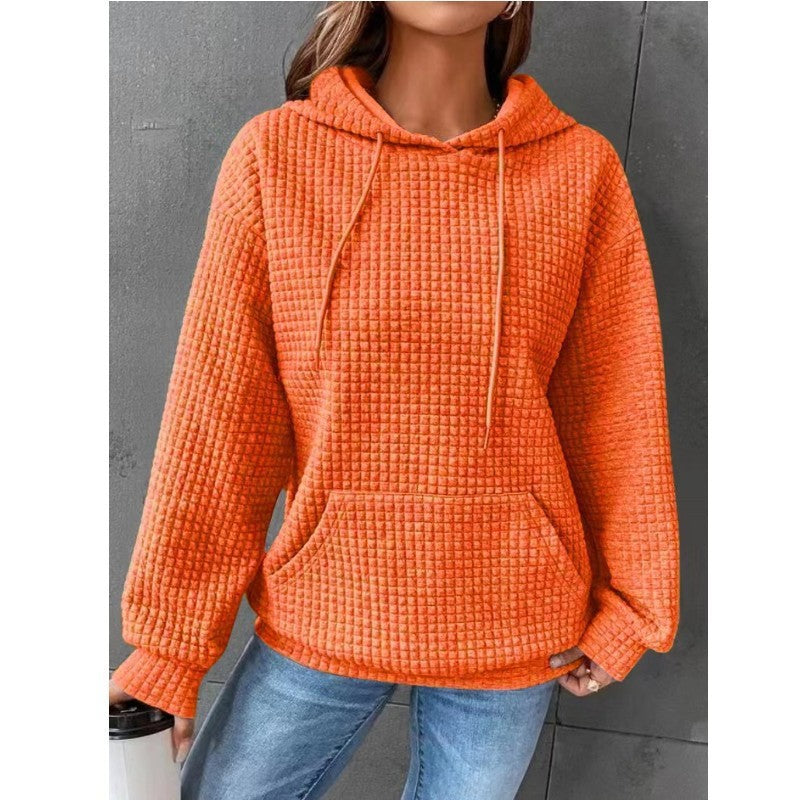Women's Soft Cozy Waffle Knit Hoodie Sweater for Layering-The Yellow Prime