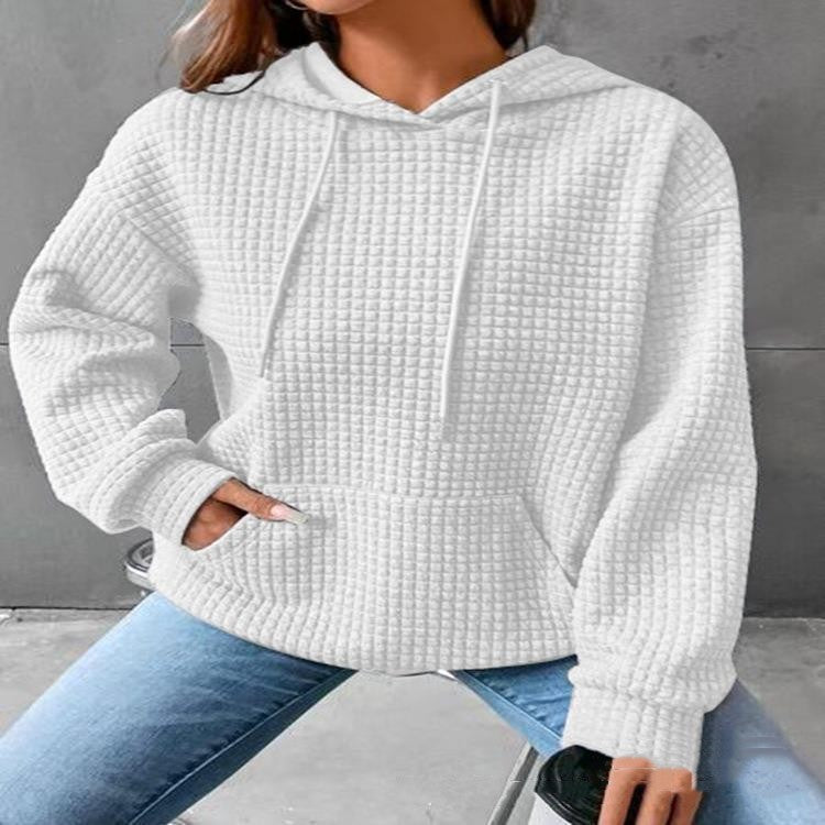 Women's Soft Cozy Waffle Knit Hoodie Sweater for Layering-The Yellow Prime