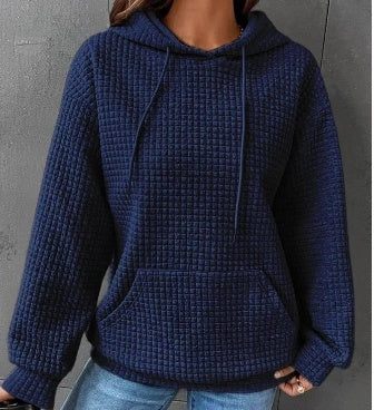 Women's Soft Cozy Waffle Knit Hoodie Sweater for Layering-The Yellow Prime