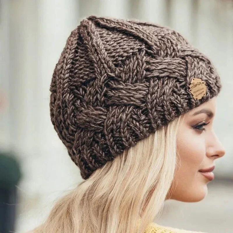 Women's Soft Knitted Beanie with Cable Knit Design-The Yellow Prime