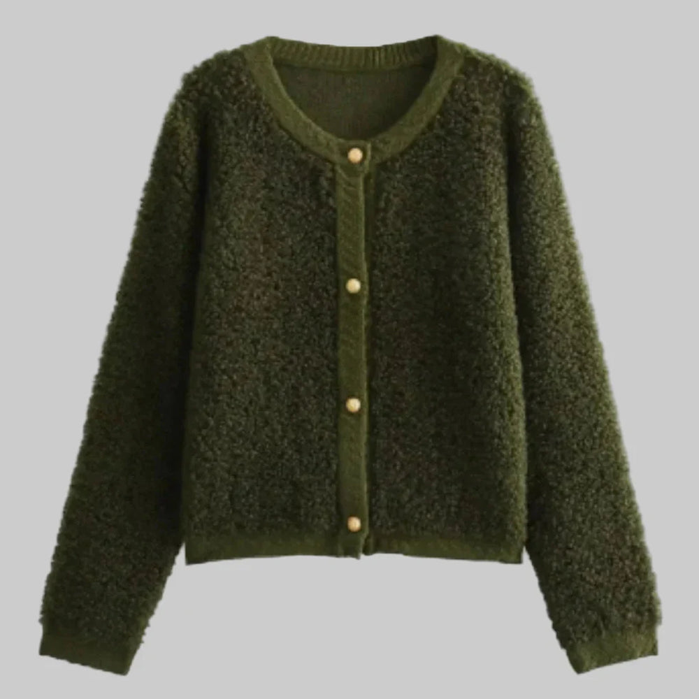 Women's Soft Textured Button Cardigan for Stylish Layering-The Yellow Prime