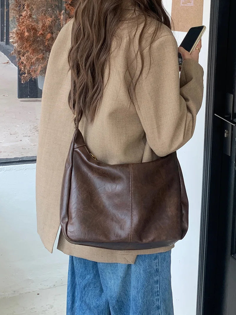 Women's Soft Versatile Hobo Bag - Slouchy Faux Leather Design-The Yellow Prime
