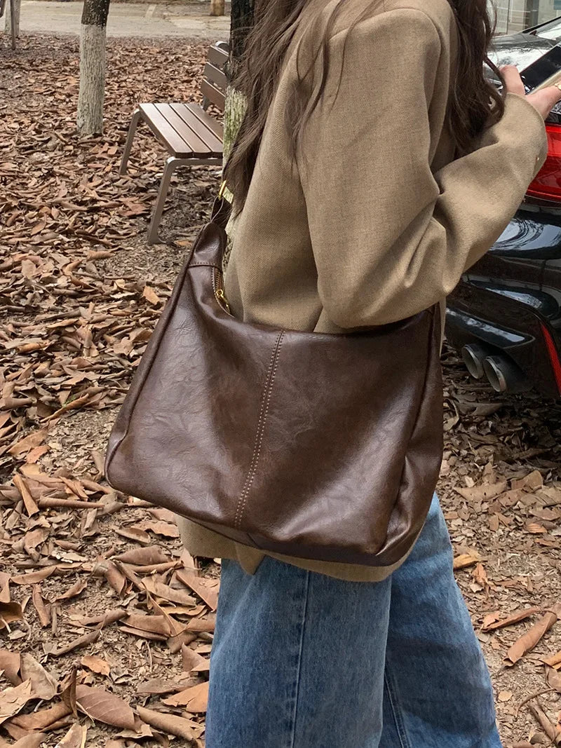 Women's Soft Versatile Hobo Bag - Slouchy Faux Leather Design-The Yellow Prime