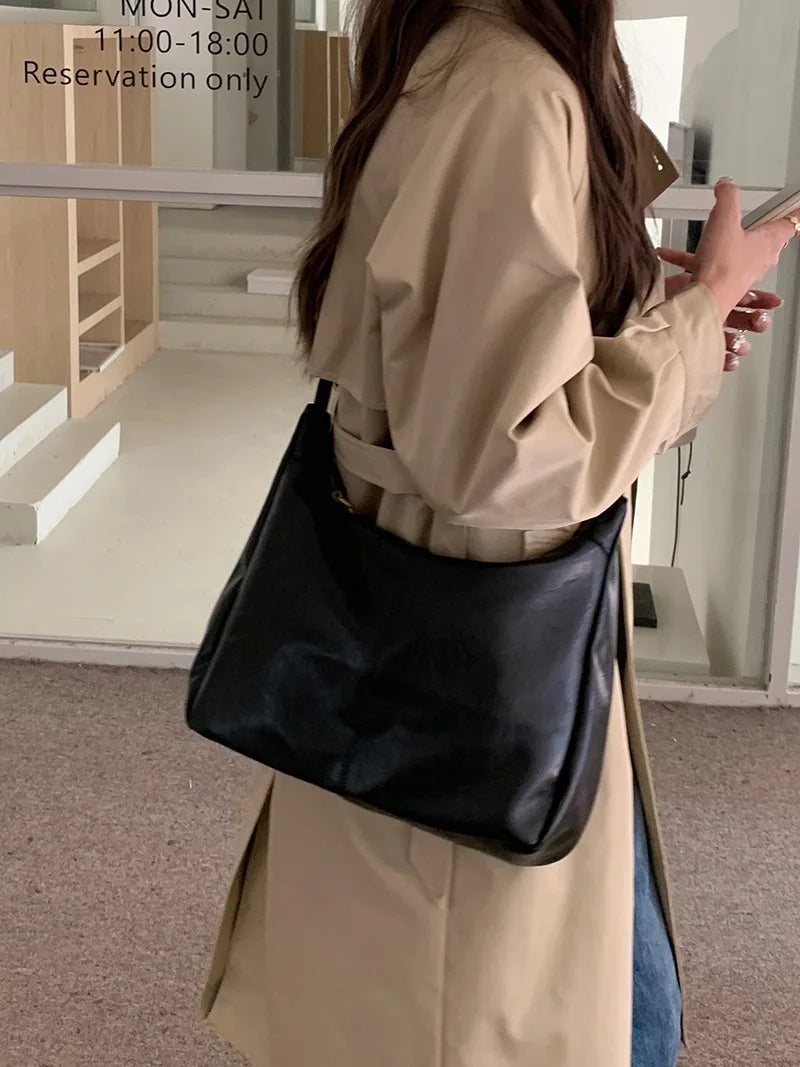Women's Soft Versatile Hobo Bag - Slouchy Faux Leather Design-The Yellow Prime