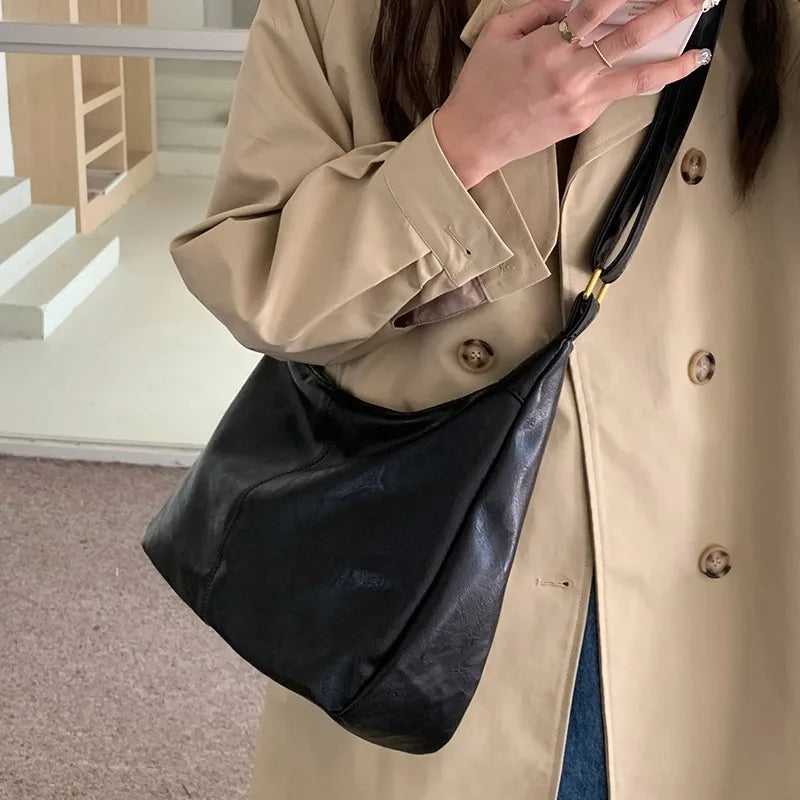 Women's Soft Versatile Hobo Bag - Slouchy Faux Leather Design-The Yellow Prime