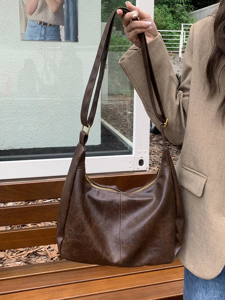 Women's Soft Versatile Hobo Bag - Slouchy Faux Leather Design-The Yellow Prime