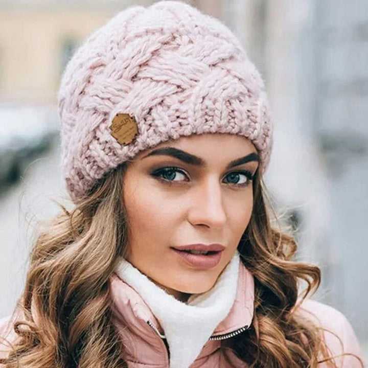 Women's Soft Wool Cable Knit Slouchy Beanie-The Yellow Prime