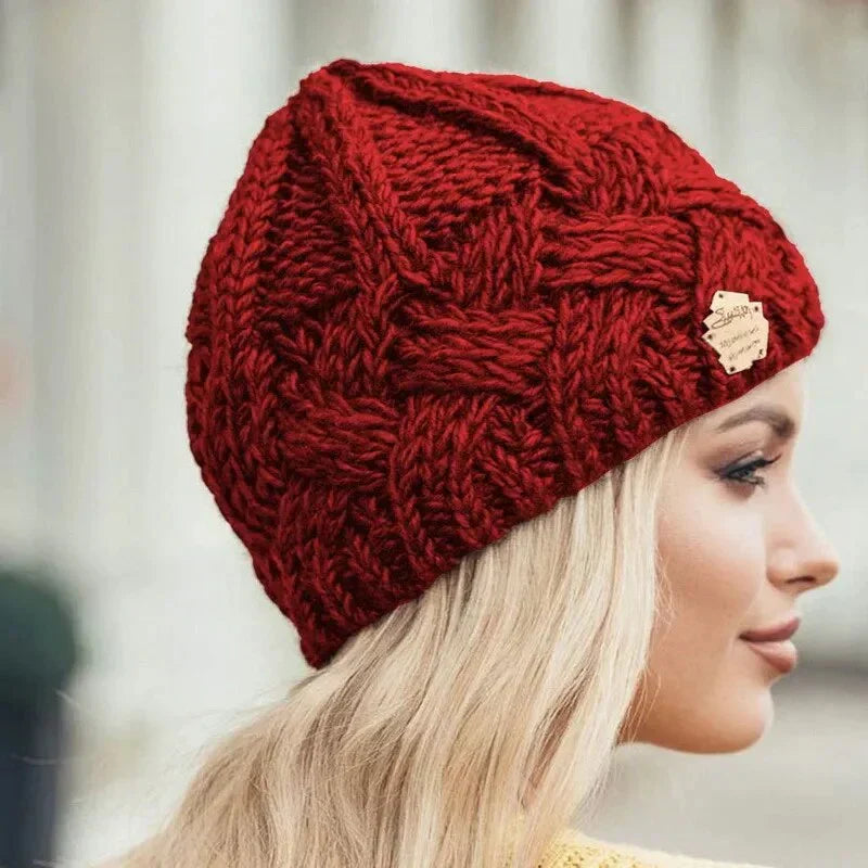 Women's Soft Wool Cable Knit Slouchy Beanie-The Yellow Prime
