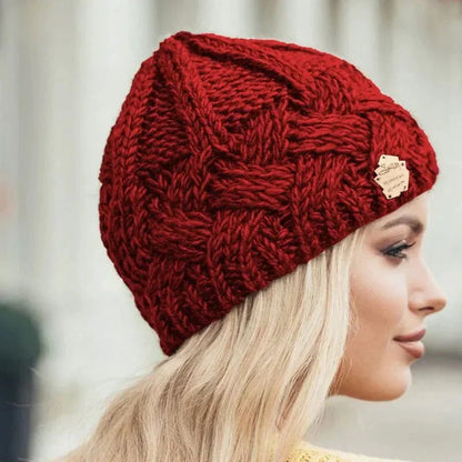 Women's Soft Wool Cable Knit Slouchy Beanie-The Yellow Prime
