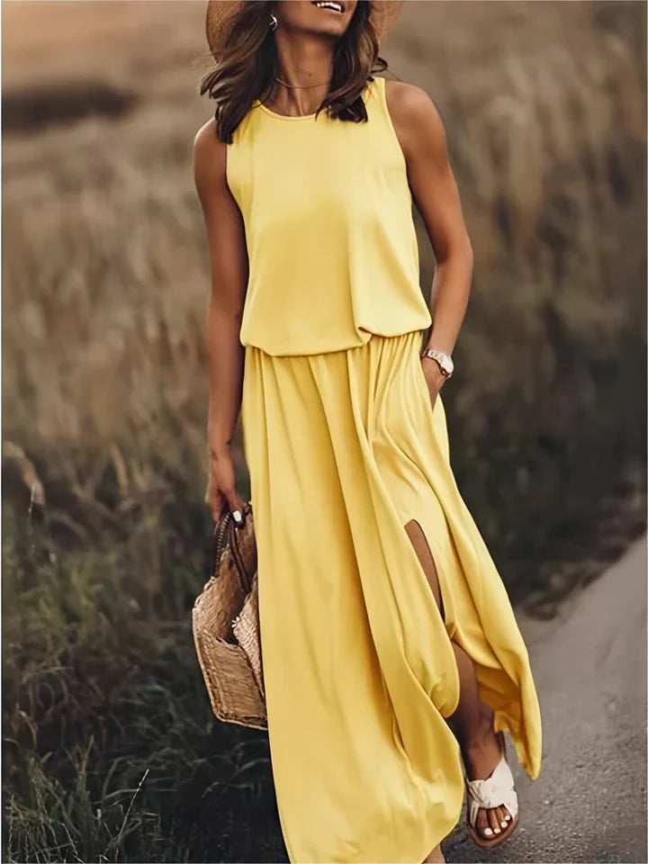 Women's Solid Color Maxi Dress for Effortless Style and Comfort-The Yellow Prime