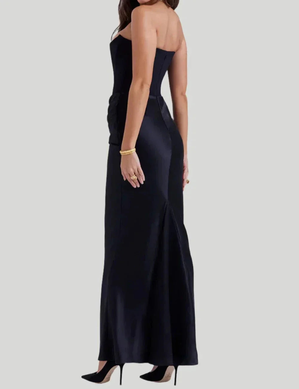 Women's Elegant Strapless Maxi Dress-The Yellow Prime