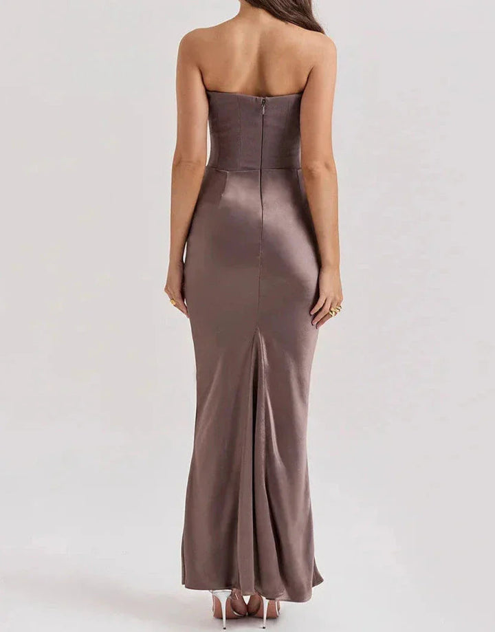 Women's Elegant Strapless Maxi Dress-The Yellow Prime