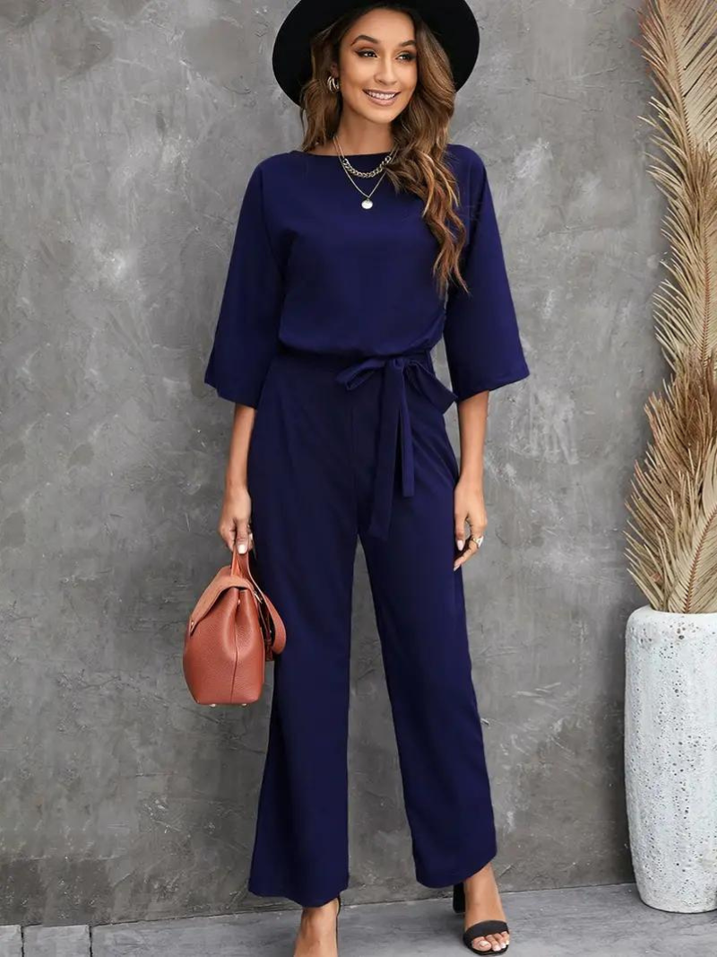 Women's Stylish Belted Jumpsuit-The Yellow Prime