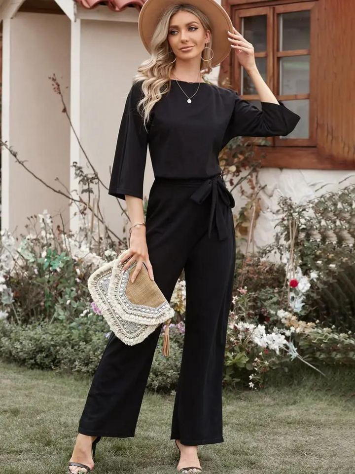 Women's Stylish Belted Jumpsuit-The Yellow Prime