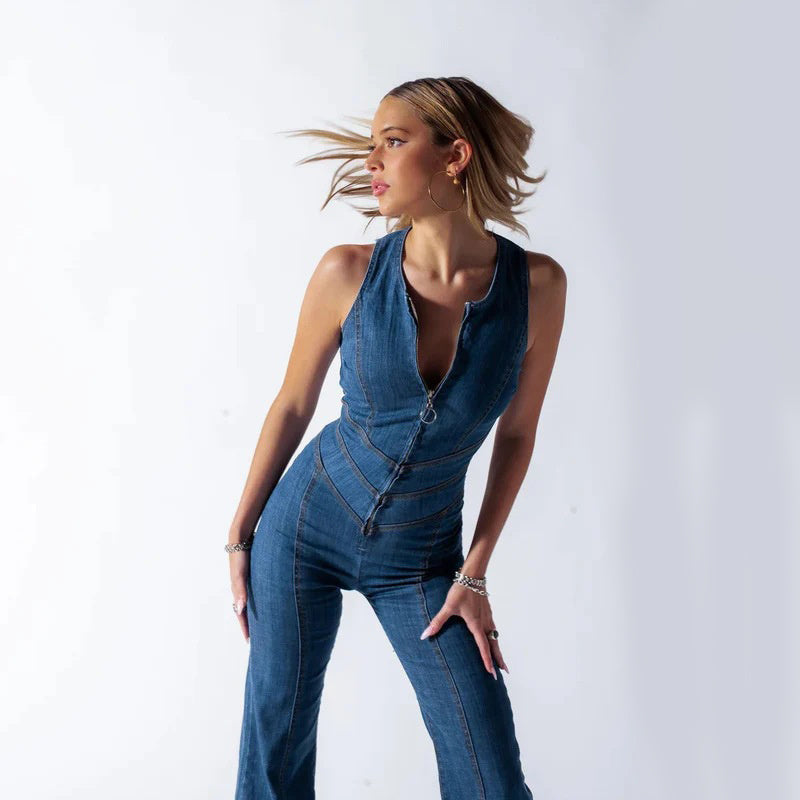 Women's Stylish Denim Jumpsuit for Modern Fashion-The Yellow Prime