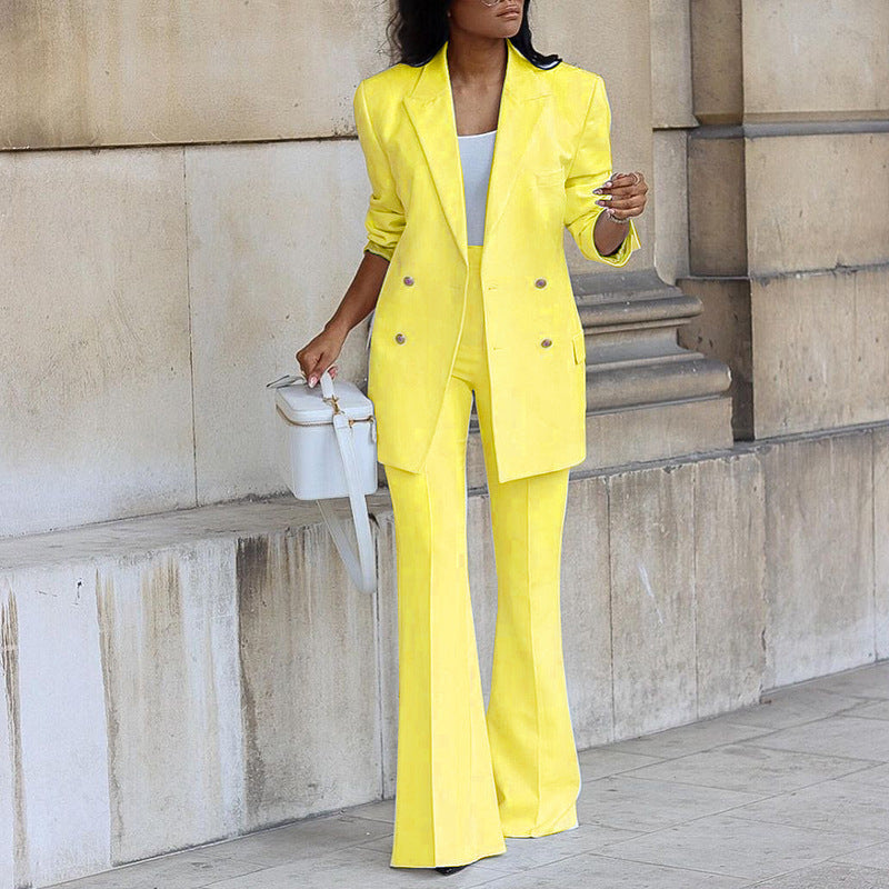 Women's Stylish Two-Piece Blazer Set-The Yellow Prime