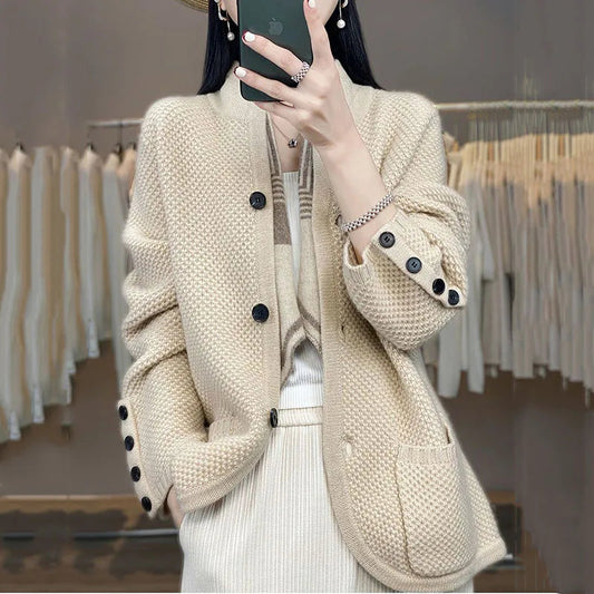 Women's Textured Knit Cardigan in Linden-The Yellow Prime